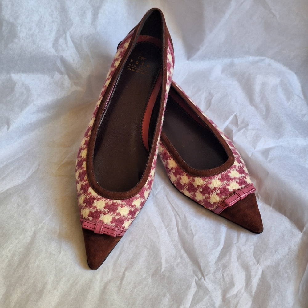 Rafe Like New plaid wool pointy flats 37.5